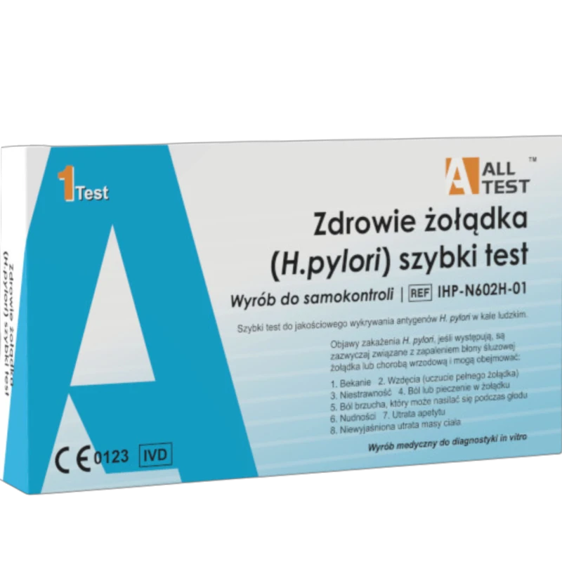 All Test Szybki test Zdrowie Żołądka H.pylori, 1 sztuka - Do wykrywania antygenów Helicobacter pylori w kale