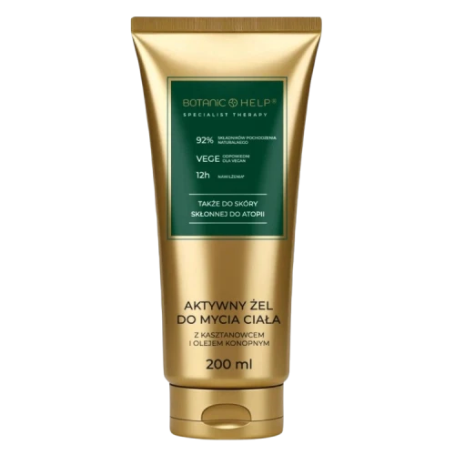 Botanic Help Żel do mycia ciała, 200 ml  - Łagodny kosmetyk do mycia z kasztanowcem i olejem konopnym
