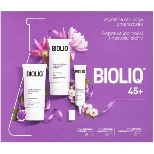 Bioliq 45+ Zestaw - krem na dzień, 50 ml + krem na noc, 50 ml + krem pod oczy i okolice ust, 15 ml - Zaawansowana kuracja przeciwstarzeniowa