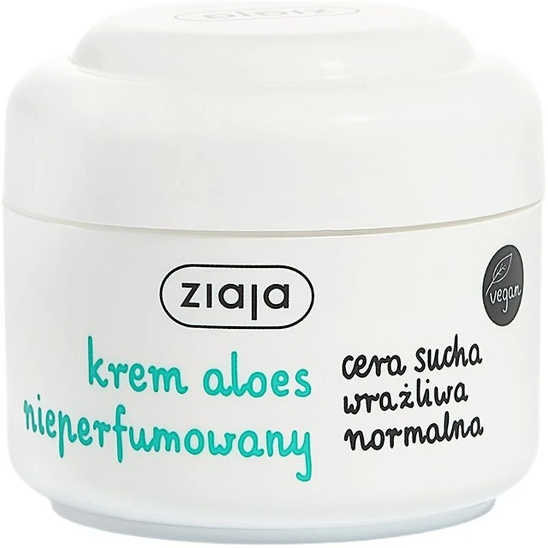 Ziaja Aloes, krem nieperfumowany  do twarzy, 50 ml - Do pielęgnacji cery normalnej, suchej i wrażliwej