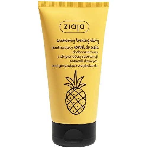 Ziaja Ananasowy Trening Skóry Peelingujący sorbet do ciała, 160 ml - Wygładzający, antycellulitowy, wegański