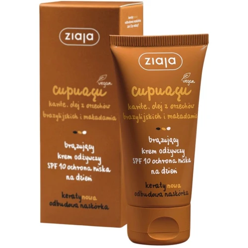 Ziaja Cupuacu Brązujący krem odżywczy SPF 10, 50 ml - Subtelna opalenizna i nawilżenie skóry