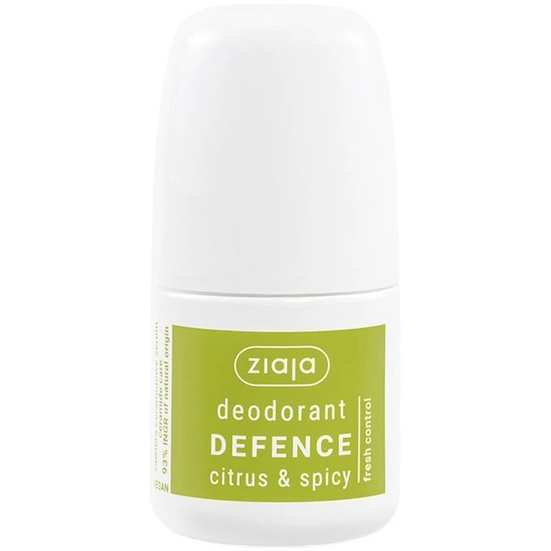 Ziaja Deodorant Defence Citrus & Spicy Roll-on, 60 ml - Neutralizuje zapach potu i zapewnia ceramidową pielęgnację skóry