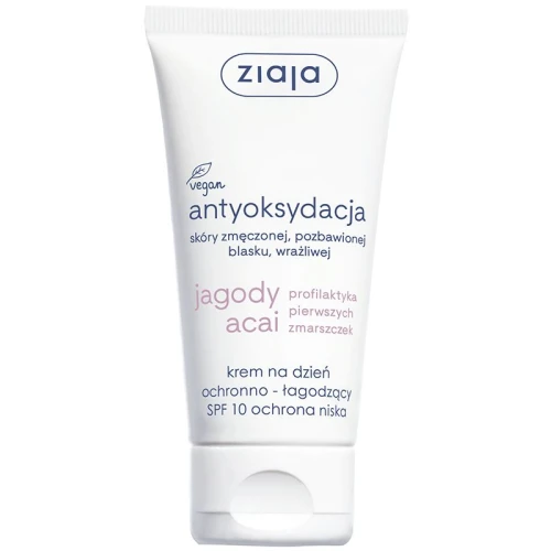 Ziaja Antyoksydacja Jagody Acai Krem ochronno-łagodzący SPF 10, 50 ml - Do skóry zmęczonej i wrażliwej