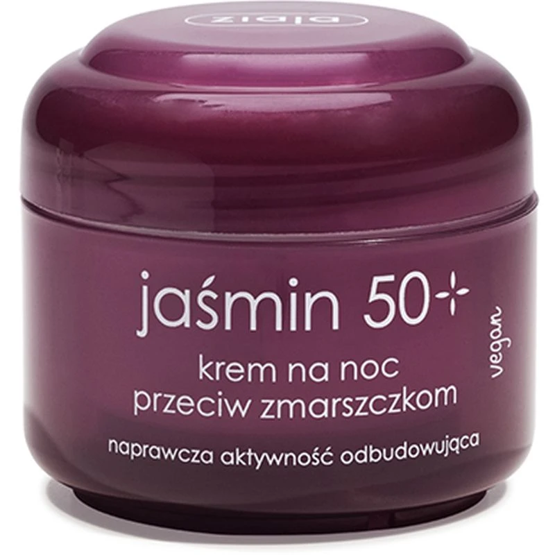 Ziaja Jaśmin 50+ Krem przeciw zmarszczkom na noc, 50 ml - Nocna pielęgnacja dla skóry dojrzałej