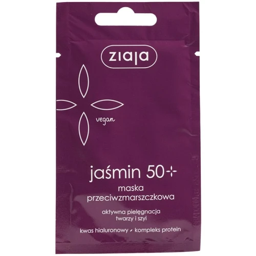 Ziaja Jaśmin 50+ Maska przeciwzmarszczkowa, 7 ml - Regenerująca i ujędrniająca pielęgnacja skóry dojrzałej