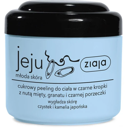 Ziaja Jeju Cukrowy peeling do ciała w czarne kropki, 200 ml - Z odżywczymi olejami i masłem shea