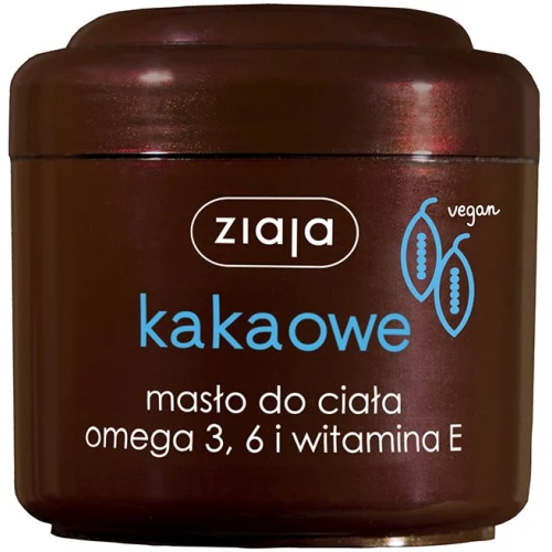 Ziaja Kakaowe Masło do ciała omega 3, 6 i witamina E, 200 ml - Odżywienie, nawilżenie i regeneracja skóry