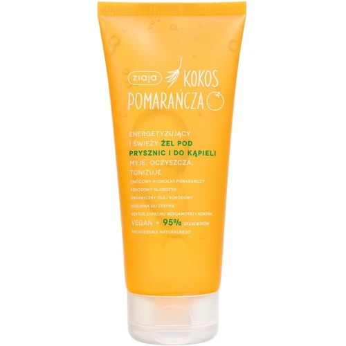 Ziaja Kokos Energetyzujący i świeży żel pod prysznic i do kąpieli, 200 ml - Orzeźwienie i nawilżenie z naturalnym olejem kokosowym
