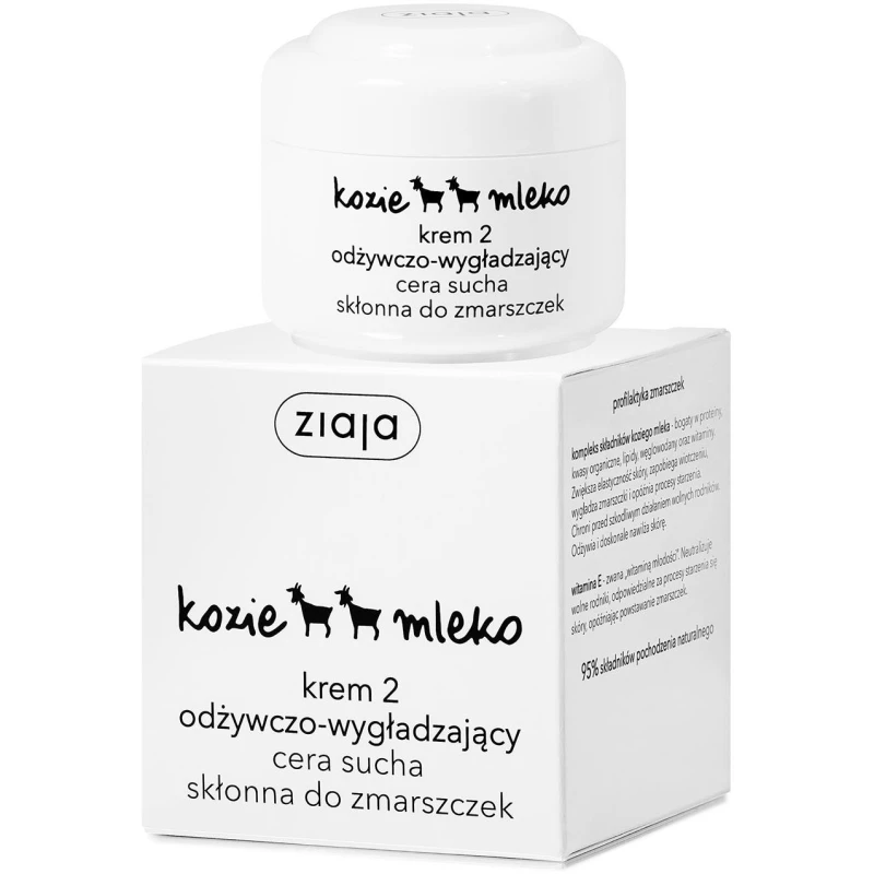 Ziaja Kozie Mleko krem 2, odżywczo-wygładzający, 50 ml - Do cery suchej, skłonnej do zmarszczek