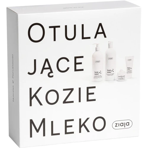 Ziaja Kozie Mleko, mleczko do ciała, 400 ml + kremowy żel, 500 ml + krem do twarzy 50 ml +  krem do rąk, 50 ml - Zestaw do skóry suchej