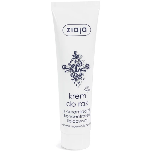 Ziaja Krem do rąk z ceramidami i koncentratem lipidowym, 100 ml - Regenerujący krem barierowy do skóry suchej i wrażliwej