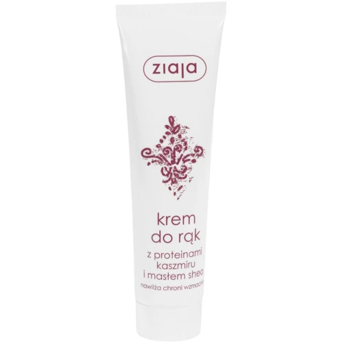 Ziaja Krem do rąk z proteinami kaszmiru i masłem shea, 100 ml - Zawiera 92% składników pochodzenia naturalnego