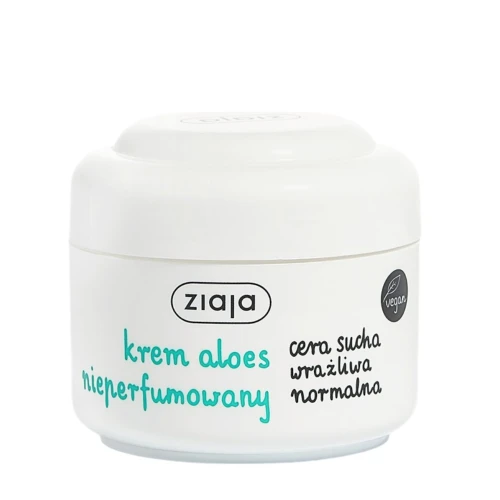 Ziaja Aloes, krem nieperfumowany  do twarzy, 50 ml - Do pielęgnacji cery normalnej, suchej i wrażliwej