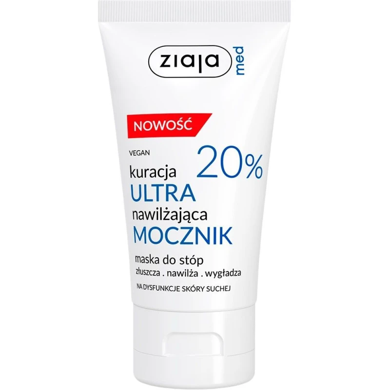 Ziaja Med Kuracja Ultranawilżająca Mocznik 20% Maska do stóp, 75 ml - Do suchej, szorstkiej i zrogowaciałej skóry stóp