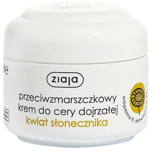 Ziaja Kwiat Słonecznika Przeciwzmarszczkowy krem do cery dojrzałej, 50 ml - Wygładzenie zmarszczek i intensywne nawilżenie dla skóry dojrzałej