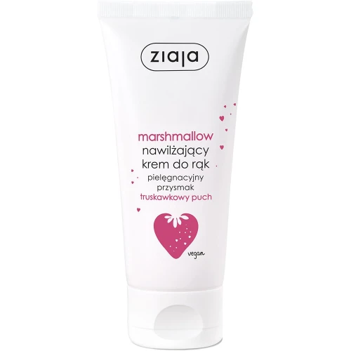 Ziaja Marshmallow Krem do rąk, 50 ml - Nawilżający krem truskawkowy dla miękkich dłoni
