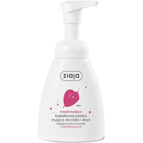 Ziaja Marshmallow Pianka myjąca do ciała i dłoni, 250 ml - Delikatne oczyszczenie i truskawkowa pielęgnacja dłoni i ciała