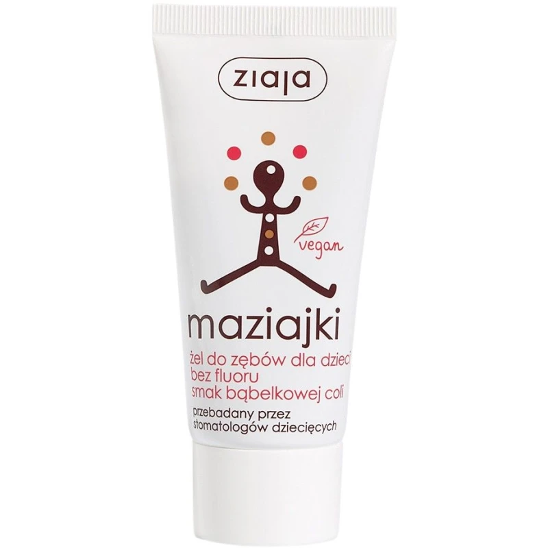 Ziaja Maziajki Żel do zębów dla dzieci bez fluoru smak bąbelkowej coli, 50 ml - Bąbelkowy żel do mycia zębów dla dzieci