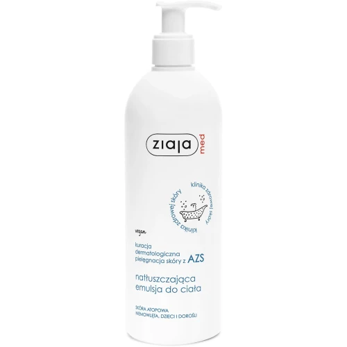 Ziaja Med Kuracja Dermatologiczna AZS, natłuszczająca emulsja do ciała  400 ml  - Nawilża, redukuje swędzenie i zaczerwienienie skóry