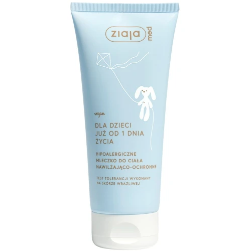 Ziaja Med dla dzieci Hipoalergiczne mleczko do ciała nawilżająco-ochronne, 400 ml - Od 1. dnia życia, dla skóry wrażliwej i atopowej