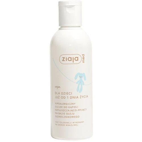 Ziaja Med dla dzieci Hipoalergiczny olejek do kąpieli natłuszczająco-myjący, 200 ml - Od 1. dnia życia, do skóry wrażliwej i skłonnej do przesuszeń