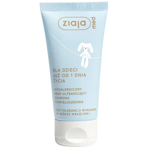 Ziaja Med dla dzieci Hipoalergiczny krem ultrakojący - ochrona podpieluszkowa, 50 ml - Łagodzenie podrażnień od 1. dnia życia