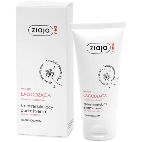 Ziaja Med Kuracja Łagodząca Krem redukujący podrażnienia SPF 6, 50 ml - Do skóry z trądzikiem różowatym