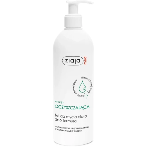 Ziaja Med Kuracja Oczyszczająca Żel do mycia ciała deo formuła, 400 ml - Oczyszcza skórę trądzikową, redukuje sebum i nieprzyjemny zapach