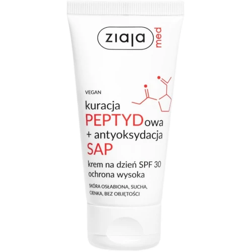 Ziaja Med Kuracja Peptydowa + Antyoksydacja SAP Krem na dzień SPF 30, 50 ml - Codzienna ochrona przeciwsłoneczna