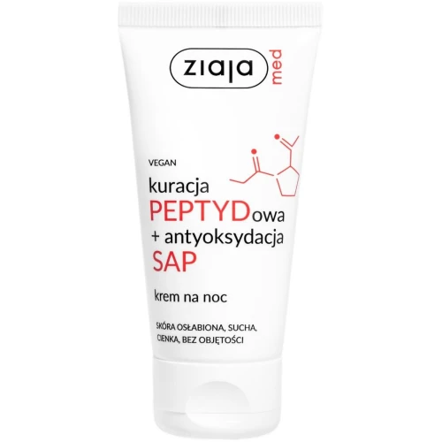 Ziaja Med Kuracja Peptydowa + Antyoksydacja SAP Krem na noc, 50 ml - Regenerująca formuła anti-aging