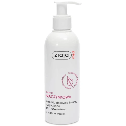 Ziaja Med Kuracja Naczynkowa, emulsja do mycia twarzy, 200 ml - Oczyszcza, łagodzi zaczerwienienia