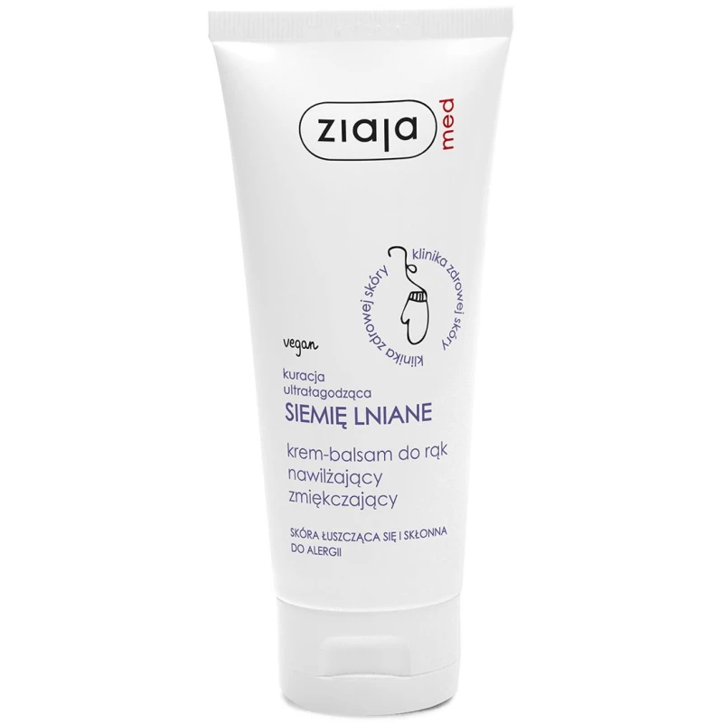 Ziaja Med Siemię Lniane, krem-balsam do rąk 100 ml - Zmiękcza nadmiernie zrogowaciały naskórek