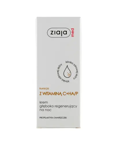 Ziaja Med Kuracja z Witaminą C+HA/P, krem głęboko regenerujący na noc, 50 ml - Profilaktyka zmarszczek