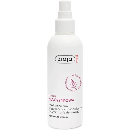 Ziaja Med Kuracja Naczynkowa, tonik miceralny łagodząco-wzmacniający, 200 ml - Usuwa zanieczyszczenia, wzmacnia i łagodzi cerę naczynkową