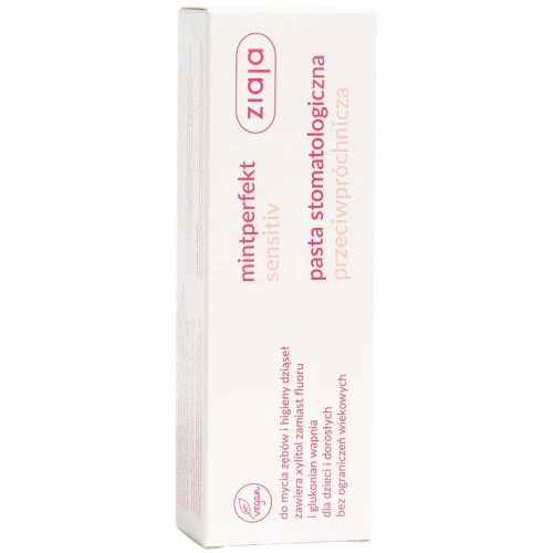 Ziaja Mintperfekt Sensitiv Pasta stomatologiczna przeciwpróchnicza, 75 ml - Z xylitolem i glukonianem wapnia