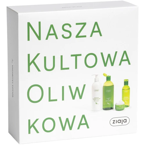 Ziaja Nasza Kultowa Oliwkowa, mleczko do ciała 400 ml + że myjący 500 ml + krem 50 ml + płyn micelarny 200 ml - Zestaw do cery skóry suchej i normalnej
