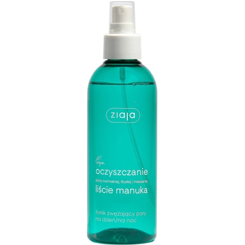 Ziaja Oczyszczanie Liście Manuka Tonik zwężający pory, 200 ml - Łagodnie oczyszcza, usuwa pozostałości makijażu