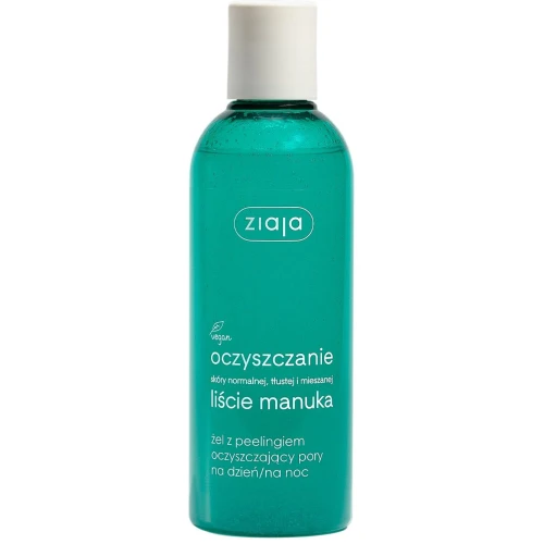 Ziaja Oczyszczanie Liście Manuka Żel z peelingiem, 200 ml - Oczyszczający pory, na dzień i na noc