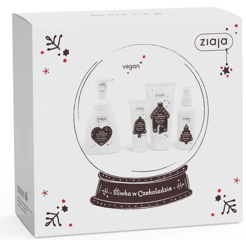 Ziaja Śliwka w Czekoladzie żel pod prysznic 160 ml + pianka do mycia 250 ml + mgiełka do ciała 100 ml + krem do rąk 50 ml - Zestaw o zapachu śliwki w czekoladzie
