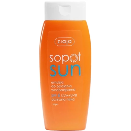 Ziaja Sopot Sun Emulsja do opalania wodoodporna SPF 6, 150 ml - Lekka ochrona UVA/UVB