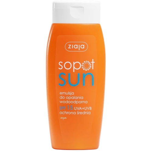 Ziaja Sopot Sun Emulsja do opalania wodoodporna SPF 15, 150 ml - Nawilżenie i odżywienie skóry podczas opalania