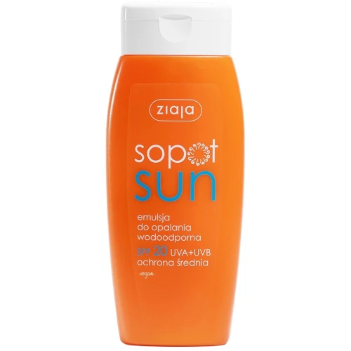 Ziaja Sopot Sun Emulsja do opalania wodoodporna SPF 20, 150 ml - Średnia ochrona UVA/UVB