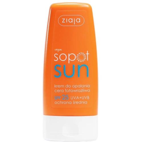 Ziaja Sopot Sun Krem do opalania cera fotowrażliwa SPF 25, 60 ml - Nawilżający, kojący krem na dzień