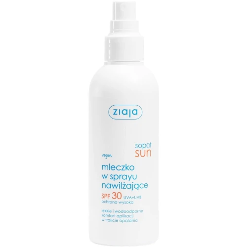 Ziaja Sopot Sun Mleczko w sprayu nawilżające SPF 30, 170 ml - Wodoodporna formuła