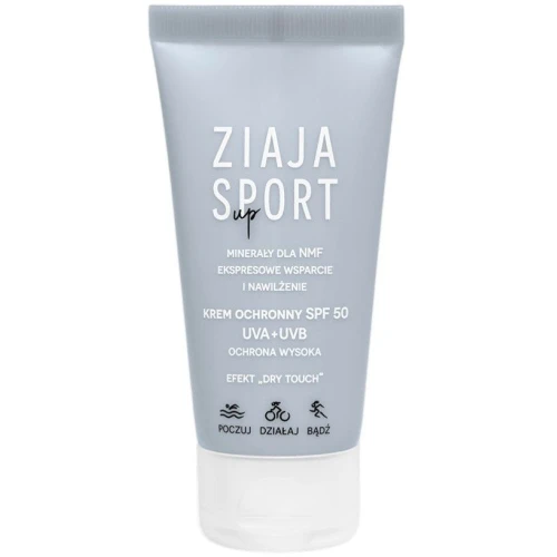 Ziaja Sport Up Krem ochronny SPF 50, 50 ml - Wysoka ochrona UV i nawilżenie skóry twarzy
