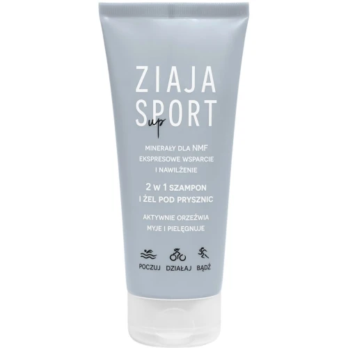 Ziaja Sport Up Szampon i żel pod prysznic 2w1, 200 ml - Delikatne oczyszczenie i nawilżenie włosów i skóry