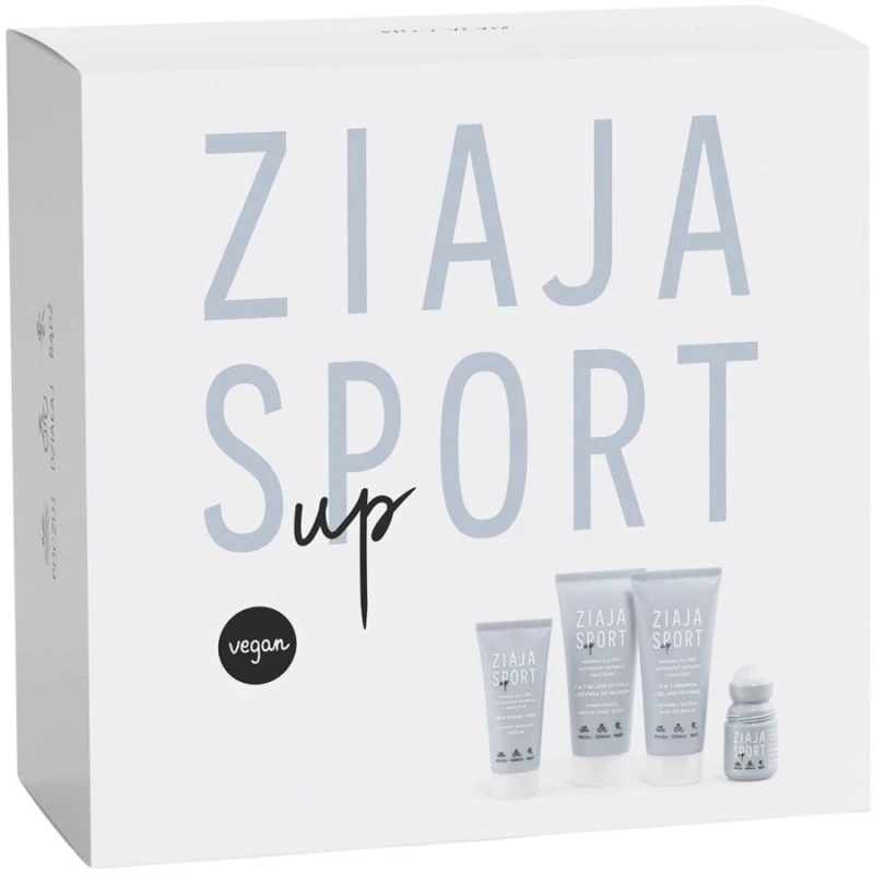 Ziaja Sport up Zestaw - Żel pod prysznic 2w1, 200 ml + Balsam do ciała i odżywka 2w1, 200 ml + Krem do rąk i stóp, 100 ml + Antyperspirant i serum 2w1, 60 ml - Do codziennej pielęgnacji dla niej i dla niego