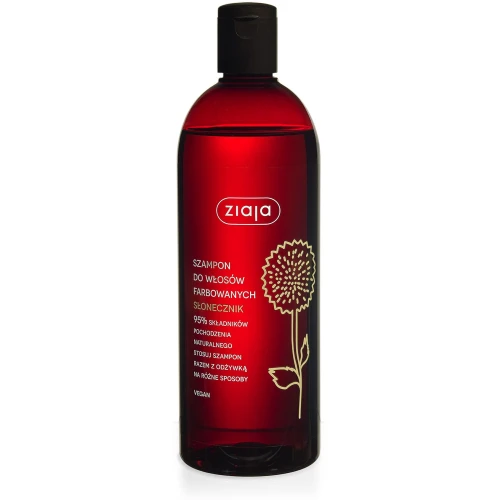 Ziaja Szampon do włosów farbowanych Słonecznik, 500 ml - Z ekstraktem ze słonecznika i kompleksem witaminowym B3, B5, B6, C, E
