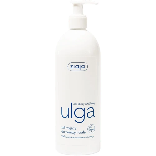 Ziaja Ulga Żel myjący do twarzy i ciała, 400 ml - Dla skóry wrażliwej, bezzapachowy